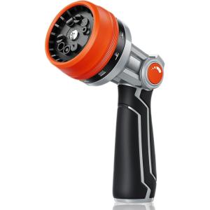 image:imageRAINPOINT FullMetal Garden Hose Nozzle Heavy Duty Water Hose Nozzle Sprayer With 10 Adjustable Patterns amp High FlowThumb Control For Flow Adjustment Ideal For Watering Washing Orange