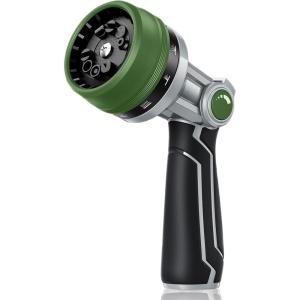 image:imageRAINPOINT FullMetal Garden Hose Nozzle Heavy Duty Water Hose Nozzle Sprayer With 10 Adjustable Patterns amp High FlowThumb Control For Flow Adjustment Ideal For Watering WashingDark Green