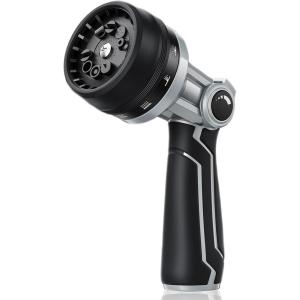 image:imageRAINPOINT FullMetal Garden Hose Nozzle Heavy Duty Water Hose Nozzle Sprayer With 10 Adjustable Patterns amp High FlowThumb Control For Flow Adjustment Ideal For Watering Washing CleaningBlue2PCSBlack