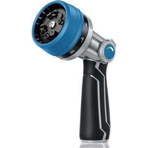 image:imageRAINPOINT FullMetal Garden Hose Nozzle Heavy Duty Water Hose Nozzle Sprayer With 10 Adjustable Patterns amp High FlowThumb Control For Flow Adjustment Ideal For Watering Washing CleaningBlue2PCSBlue