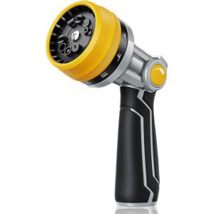 image:imageRAINPOINT FullMetal Garden Hose Nozzle Heavy Duty Water Hose Nozzle Sprayer With 10 Adjustable Patterns amp High FlowThumb Control For Flow Adjustment Ideal For Watering Washing CleaningBlue2PCSYellow