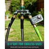 image:imageRAINPOINT 3 Way Hose Splitter 100 Metal Heavy Duty Garden Hose Splitter With 19 Extra Long Handle amp Individual Shut Off 34 Inch GHT Thread Water Hose Connector For Spigot Faucet OrangeDark Green