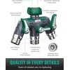 image:imageRAINPOINT 3 Way Hose Splitter 100 Metal Heavy Duty Garden Hose Splitter With 19 Extra Long Handle amp Individual Shut Off 34 Inch GHT Thread Water Hose Connector For Spigot Faucet OrangeDark Green