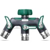 image:imageRAINPOINT 3 Way Hose Splitter 100 Metal Heavy Duty Garden Hose Splitter With 19 Extra Long Handle amp Individual Shut Off 34 Inch GHT Thread Water Hose Connector For Spigot Faucet OrangeDark Green
