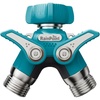 image:imageRAINPOINT 3 Way Hose Splitter 100 Metal Heavy Duty Garden Hose Splitter With 19 Extra Long Handle amp Individual Shut Off 34 Inch GHT Thread Water Hose Connector For Spigot Faucet OrangeGray Blue