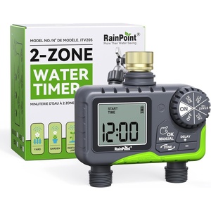 image:imageRAINPOINT Programmable Digital for Lawn Yard Water Timer Brass Inlet Grass Green 2 Zone