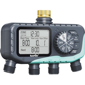 image:imageRAINPOINT 4Zone Sprinkler Timer 2027 New Version 4 Outlets Hose Water Timer Automatic Irrigation Controller with Rain Delay amp Manual Mode for Lawn amp Garden IrrigationSky Blue