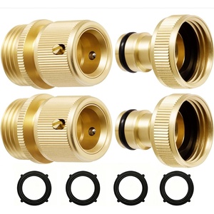 image:imageRainPoint Garden Hose Quick Connectors Heavy Duty Solid Brass 34 Inch GHT Universal LeakProof Fittings for Easy Water Hose Connection 6 Sets2