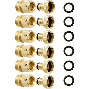 image:imageRainPoint Garden Hose Quick Connectors Heavy Duty Solid Brass 34 Inch GHT Universal LeakProof Fittings for Easy Water Hose Connection 6 Sets6