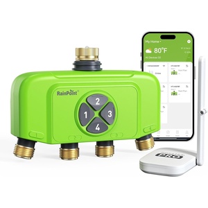 image:imageRAINPOINT WiFi 4 Zone Smart Sprinkler Timer Outdoor Garden Hose Water Timer with Solid Brass Inlet amp Outlet Custom Irrigation Programs via App Voice Control