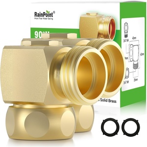 image:imageRAINPOINT 90 Degree Hose Elbow360 Degree Swivel 34 GHT Garden Hose ConnectorAdapter Solid Brass Water Hose Fittings for RV Outdoor Faucet SpigotEasy Installation2 Pack